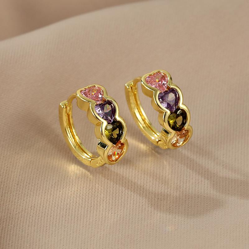 New Crystal Hoop Earrings With Bling Bling Cubic Zirconia Temperament Women Earrings High Quality  Color Trendy Jewelry