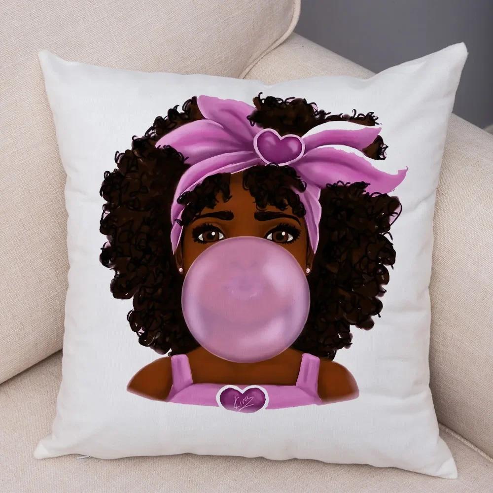 Cute Cartoon Girl Pillowcase Sofa Cushion Cover Home Children's Room Decoration