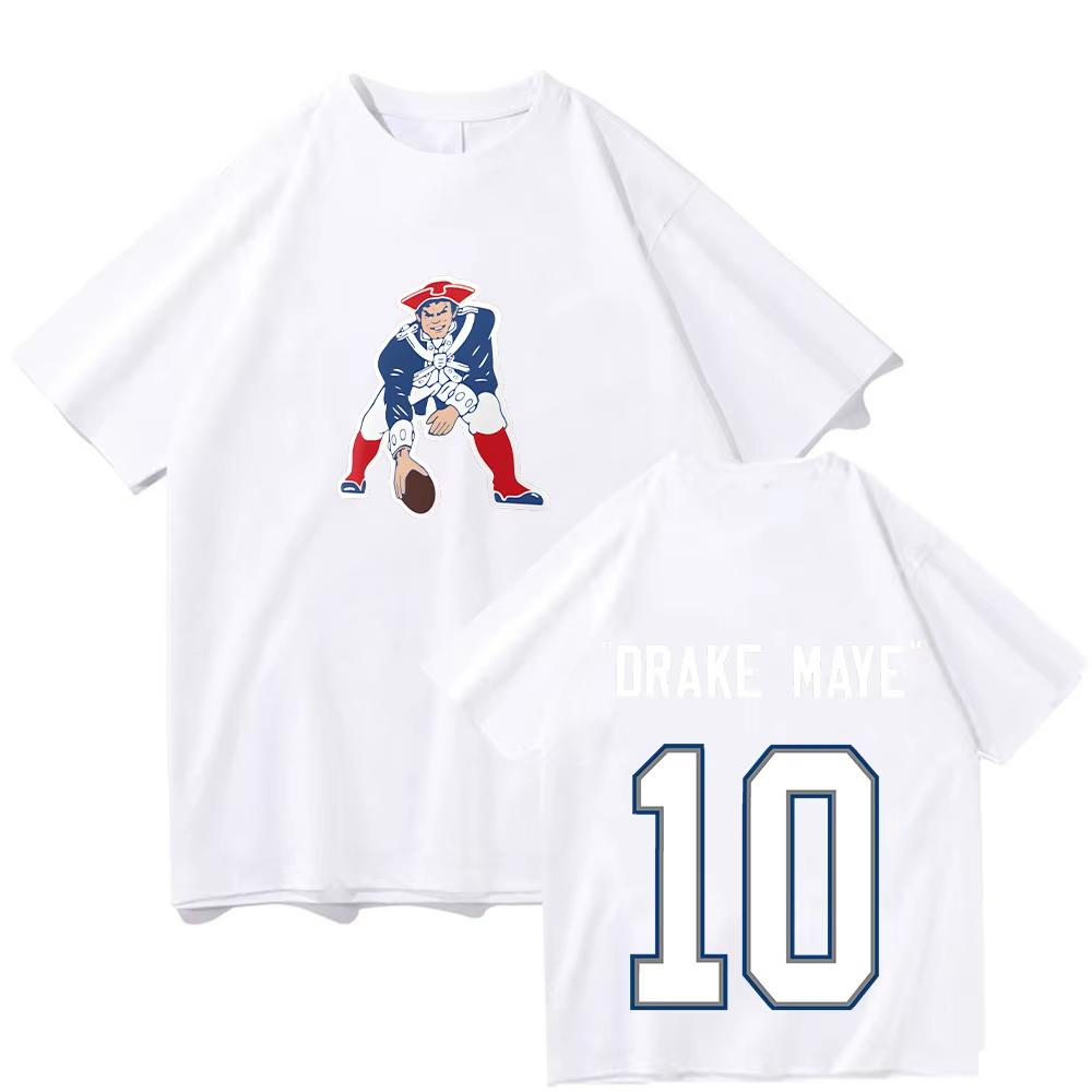 Drake Maye New England Patriots Spitzname T-Shirt für Unisex reines Baumwoll-T-Shirts Kurzarm-Oberteile Hochwertiges atmungsaktives Oberteil