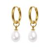 Elegant French Classic Water Drop Pearl Earrings for Women - Stainless Steel Stud, High-End, Light Luxury Style