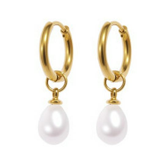 Elegant French Classic Water Drop Pearl Earrings for Women - Stainless Steel Stud, High-End, Light Luxury Style