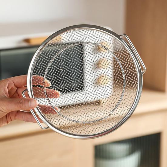 Stainless Steel Filter Basket Reusable Round Mesh Tray Frying Grilling Kitchen Strainer Fruit Vegetable Water Filter Basket