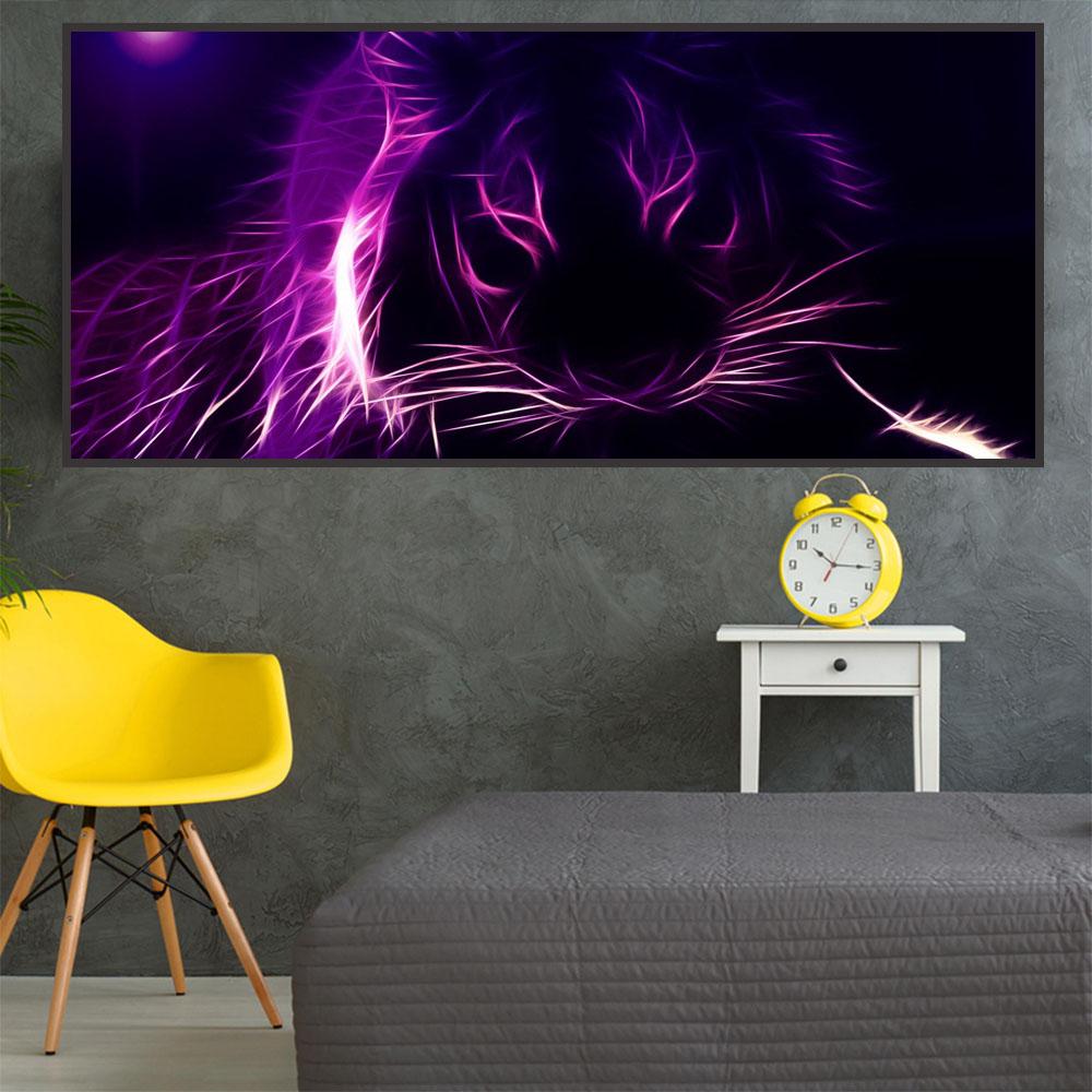 Animal Oil Painting Lion Peak Moon View Abstract Art Canvas Painting Living Room Corridor Office Home Decoration Mural No Frame