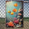 2D Retro Underwater Fish Coral Reef Metal Sign Rustic Wall Art Home Office Decor 7.8x11.8 Inch