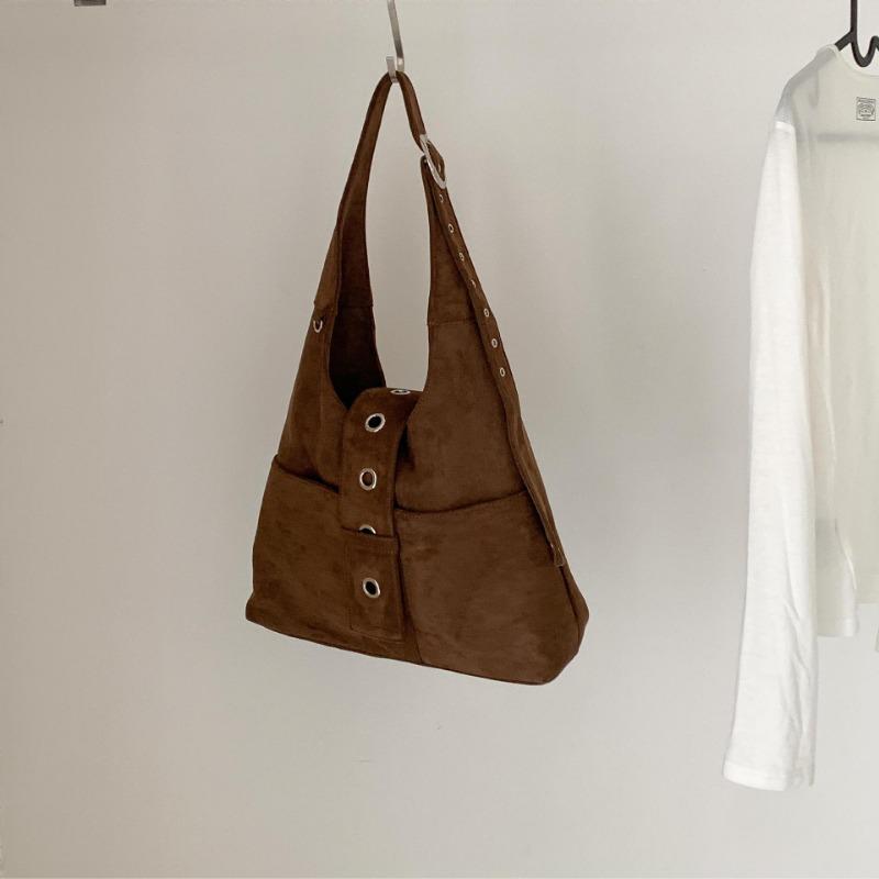 Autumn and winter retro suede bag, belt buckle, shoulder bag, large bag, suede large capacity, high-end tote bag women