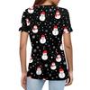 Women's T Shirt Christmas Print Button Short Sleeve Daily Weekend Fashion Basic V- Neck Regular Top