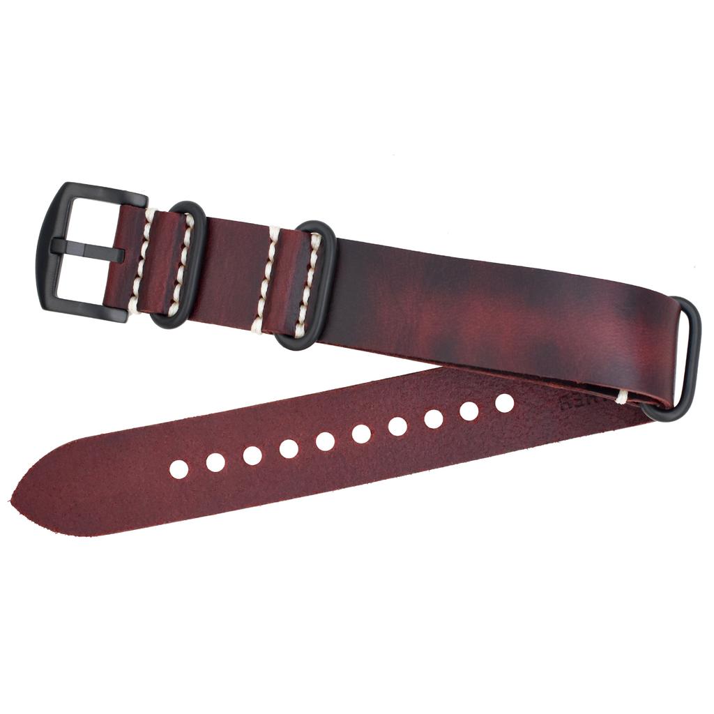 Handmade Custom, Extended Oil Wax Leather Nato Strap, One Over-Extended First-Layer Cowhide Leather Strap