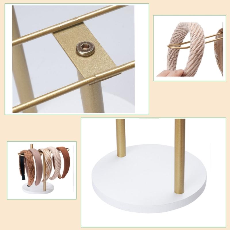 Contemporary Headband Display Stand Wooden Base Scrunchie Holder Space Saving Hair Accessories Organiser for Bedroom