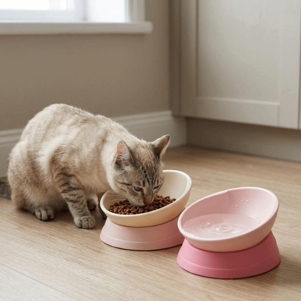 Anti-Tip Tilted Pet Bowl Adjustable Angle Neck Care Bowl Stable Elevated Feeder Neck Protection