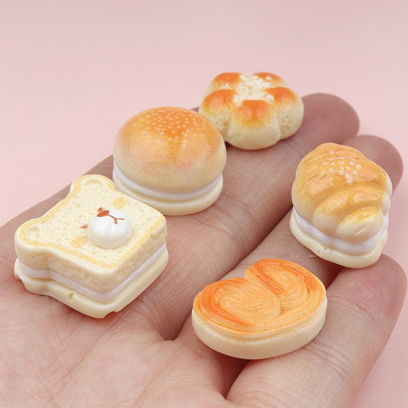 10/100Pcs Simulation Bread Resin Cabochon Flatbacks Fit DIY Scrapbooking Crafts Hair Bow Center Accessories Dollhouse Deco Parts