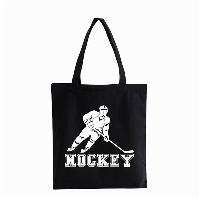 Hokej Sportovní plátěná taška Teenager Students Fashion Eco Reusabl Taška přes rameno Kabelky Dámská taška Kabelky Tašky Bolsas