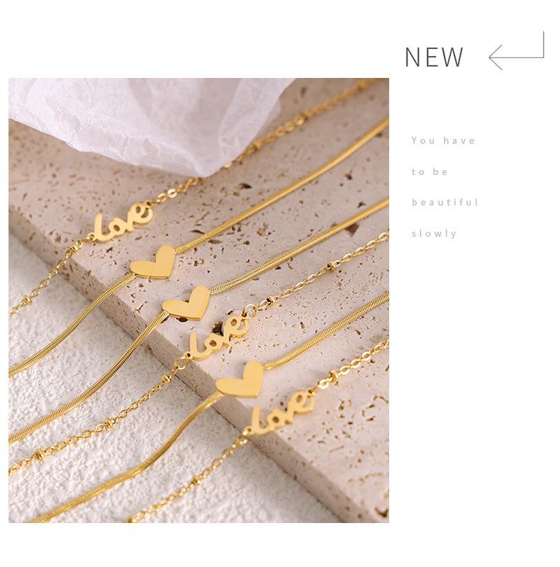 18k Gold Heart Titanium Steel Anklet - Vintage, Non-Fading Luxury Foot Chain for Women