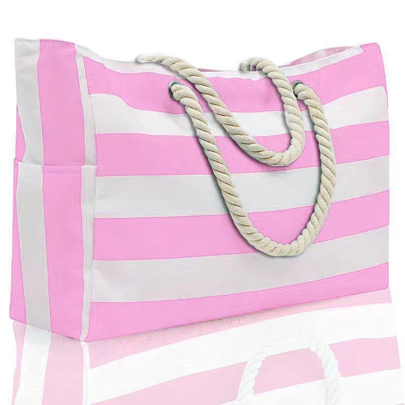 popular striped beach bag large-capacity travel storage bag bold cotton portable shopping environmental tection bag