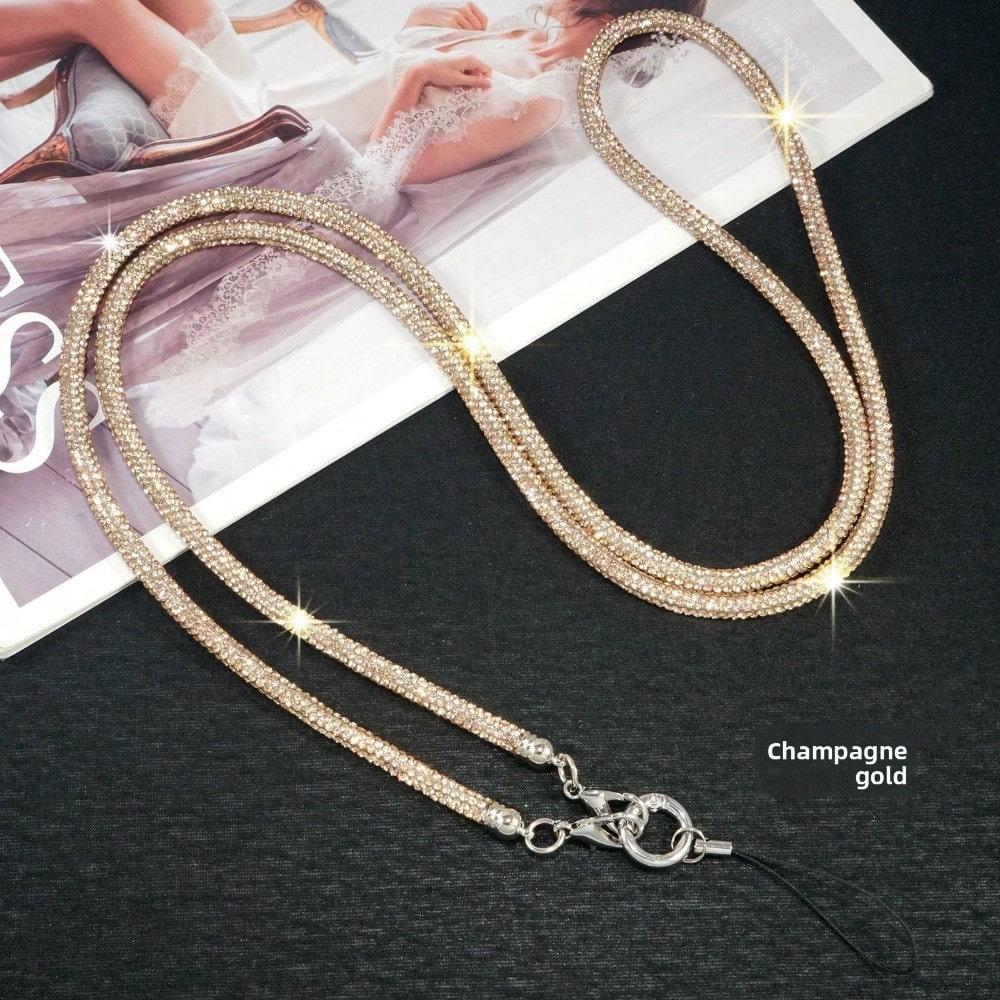 Strass Crossbody Lanyard 6mm Dik Luxe Volledig Diamant Mobiele Telefoon Ketting Lang Anti-verlies Mode Lanyard Nieuw C veelkleurig