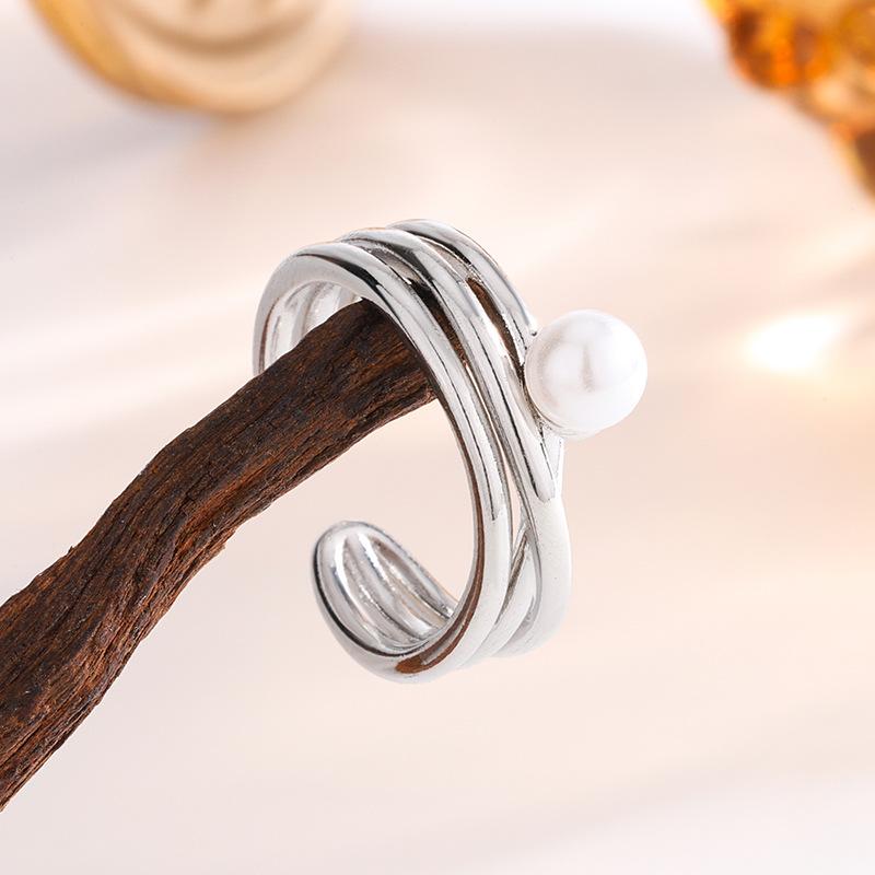 925er Sterlingsilber Wickelperlenringe Für Damen Paar Vintage Luxusschmuck Damen Accessoires Schmuck Moneys 925