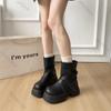 Fashion Retro Thick Bottom Pleated Wrinkled Women Ankle Boots Height Increase Versatile Casual Women Shoes Solid Thick High Heeled Botas