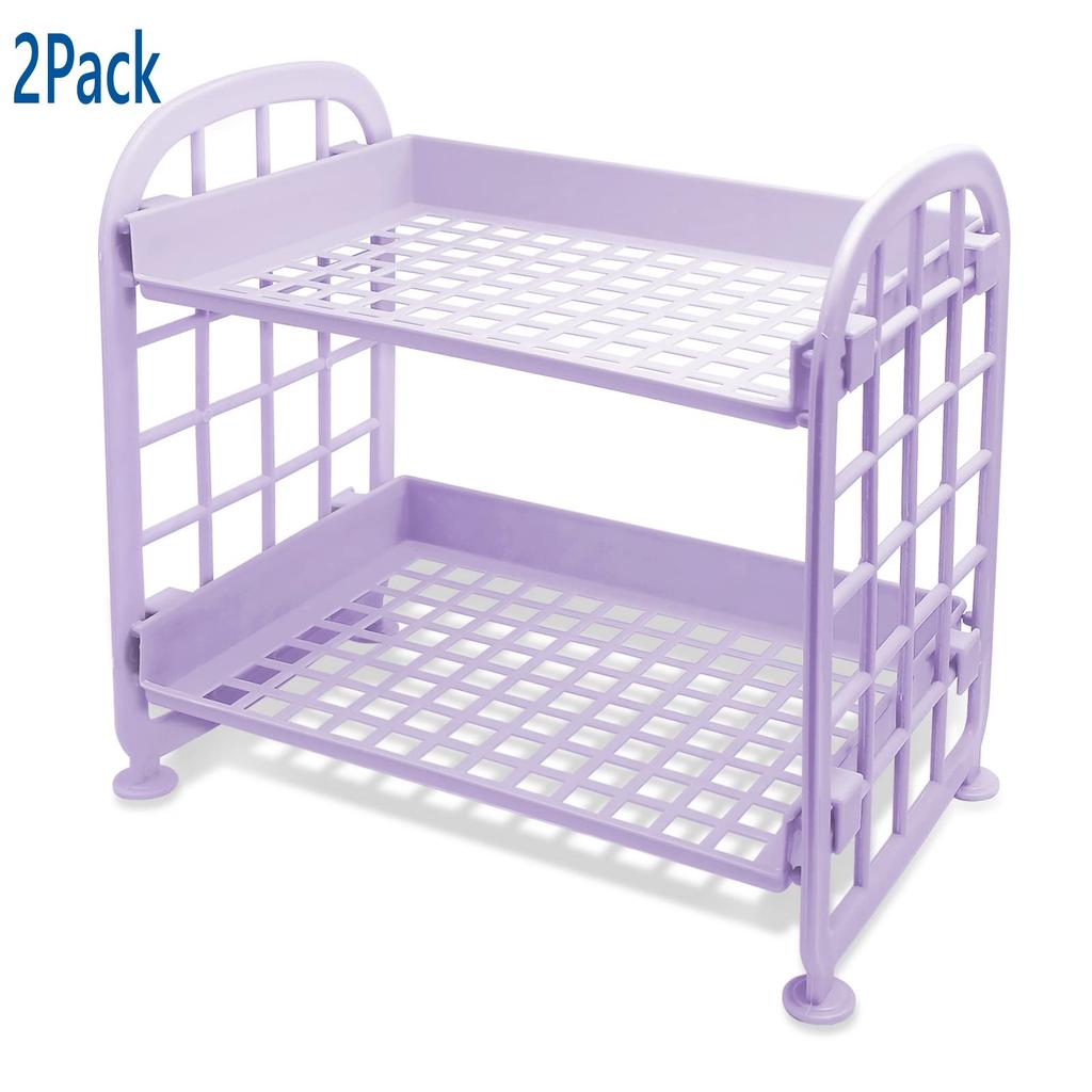 Scaffale Multifunzionale in Plastica a 2 Piani Organizer per Trucco per Skincare Ufficio Cucina Camera da Letto Bagno Scaffale Vuoto a Due Strati