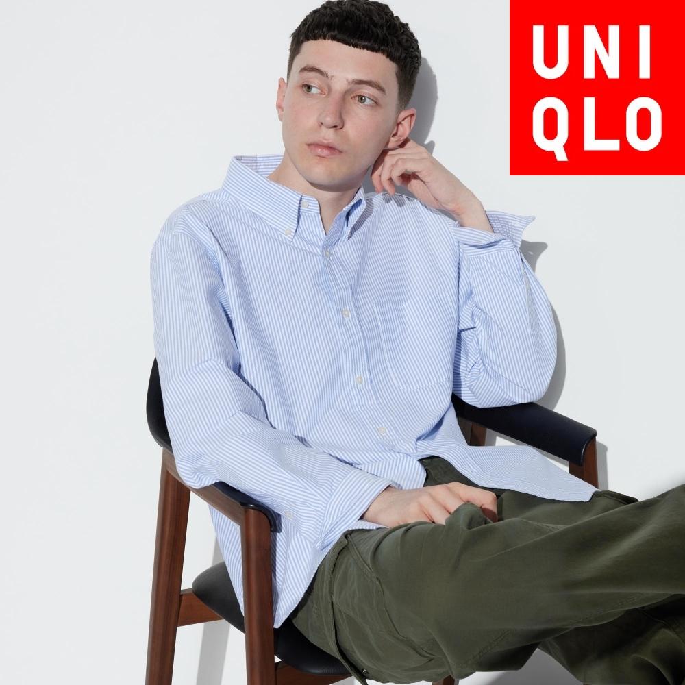 

UNIQLO Оксфордская рубашка в полоску с длинным рукавом 07 GRAY/UNISEX L