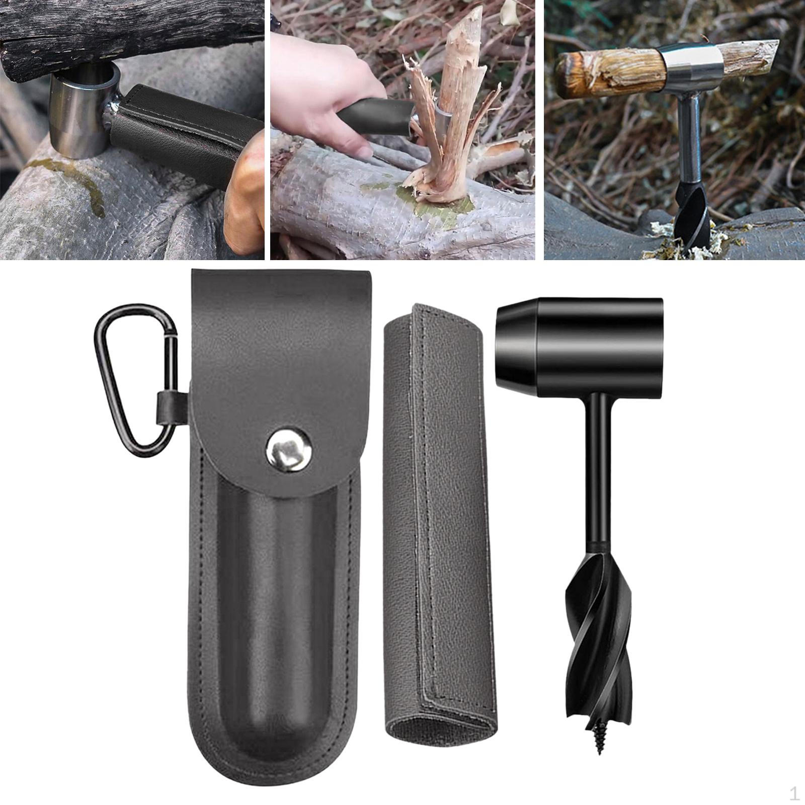

drill bit Survival Wrench Manual Tool Punch Screw for Camping Outdoor Hiking Gray PU Leather Bag