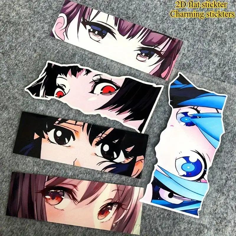 Anime Girl Peeking Eyes Sticker, Waterproof Vinyl Decal, Cool Cartoon Graphic Accessory for Motorcycle Car Helmet Bicycle Laptop