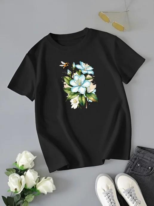Oversized T-shirt with floral print M