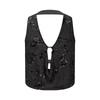 Ladies' Hollow Sequined V-neck Sleeveless Hanging Neck Backless Slim Fit Top