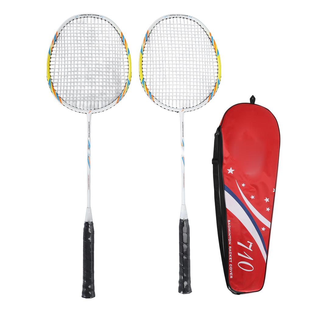 1 Pair Badminton Rackets Set High Tension String Aluminum Alloy Shaft Lightweight Badminton Racket W