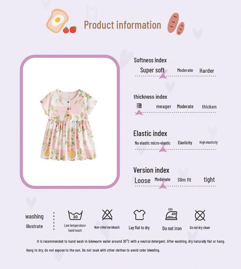 Malwee Girls' European-American Summer Princess Dress - Round Neck, Short Sleeve