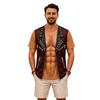 T-shirt da uomo con stampa muscolare 3D, girocollo, manica corta