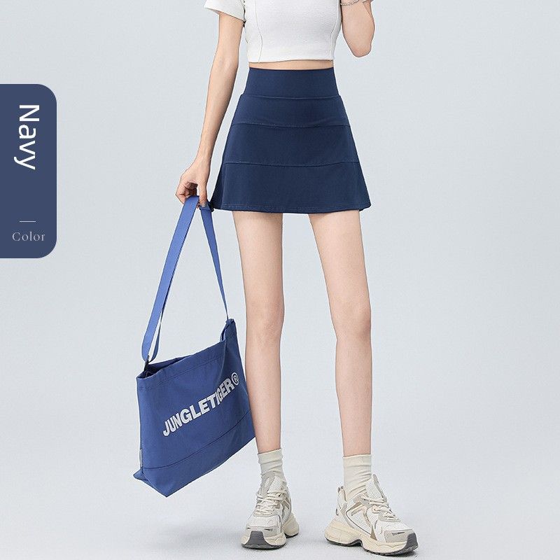 

Sports Tennis Short dress Women Summer 2025 New Skirt Anti-exposure Running Fitness Yoga A- line Skirt Navy blue M