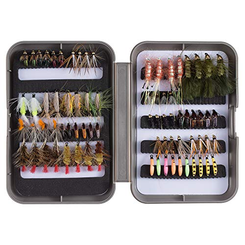 Bassdash Complete Fly Fishing Set (76 flies, 28 types) - Fly fishing flies in a case. Ideal for stream fishing, tenkara, and trout fishing.