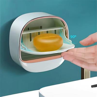 Wandmontierte, nicht gebohrte Seifenbox Ovale Seifenablage aus Kunststoff, Seifenablage für das Badezimmer, Luxusdesign