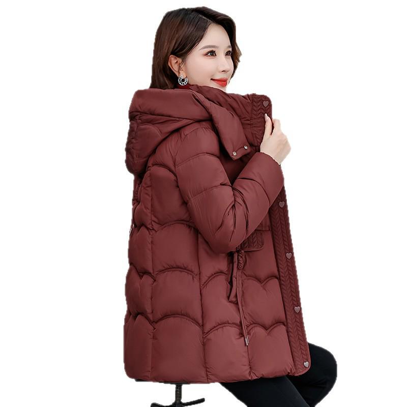 2025 Winter Women's Plus-Size Mid-Length Cotton Jacket - Warm and Fashionable for Mothers