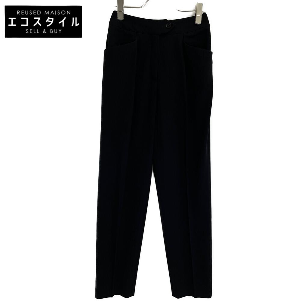 Hermes Black Wool Blend Center Pressed Straight Slacks Bottoms 38 blackUsed