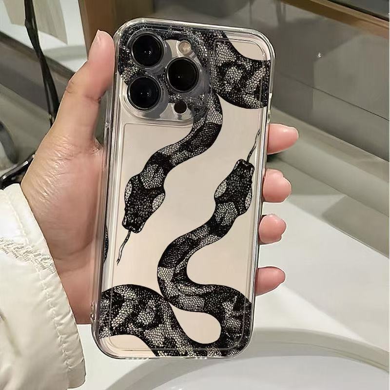 European and American Dark Snake Is Suitable for Iphone17promax Mobile Phone Case 16 Apple 15 Anti-drop 14pro Transparent 13/12
