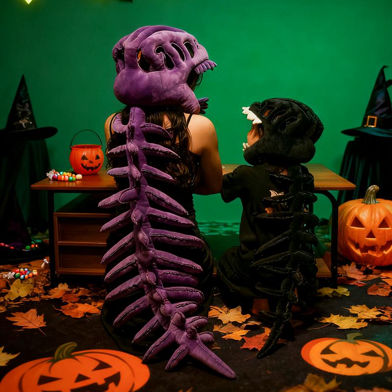 Non-Toxic Dinosaur Skeleton Headgear Pillow - 4 Colors Perfect For Party Cosplay & Cozy Sofa Lounging