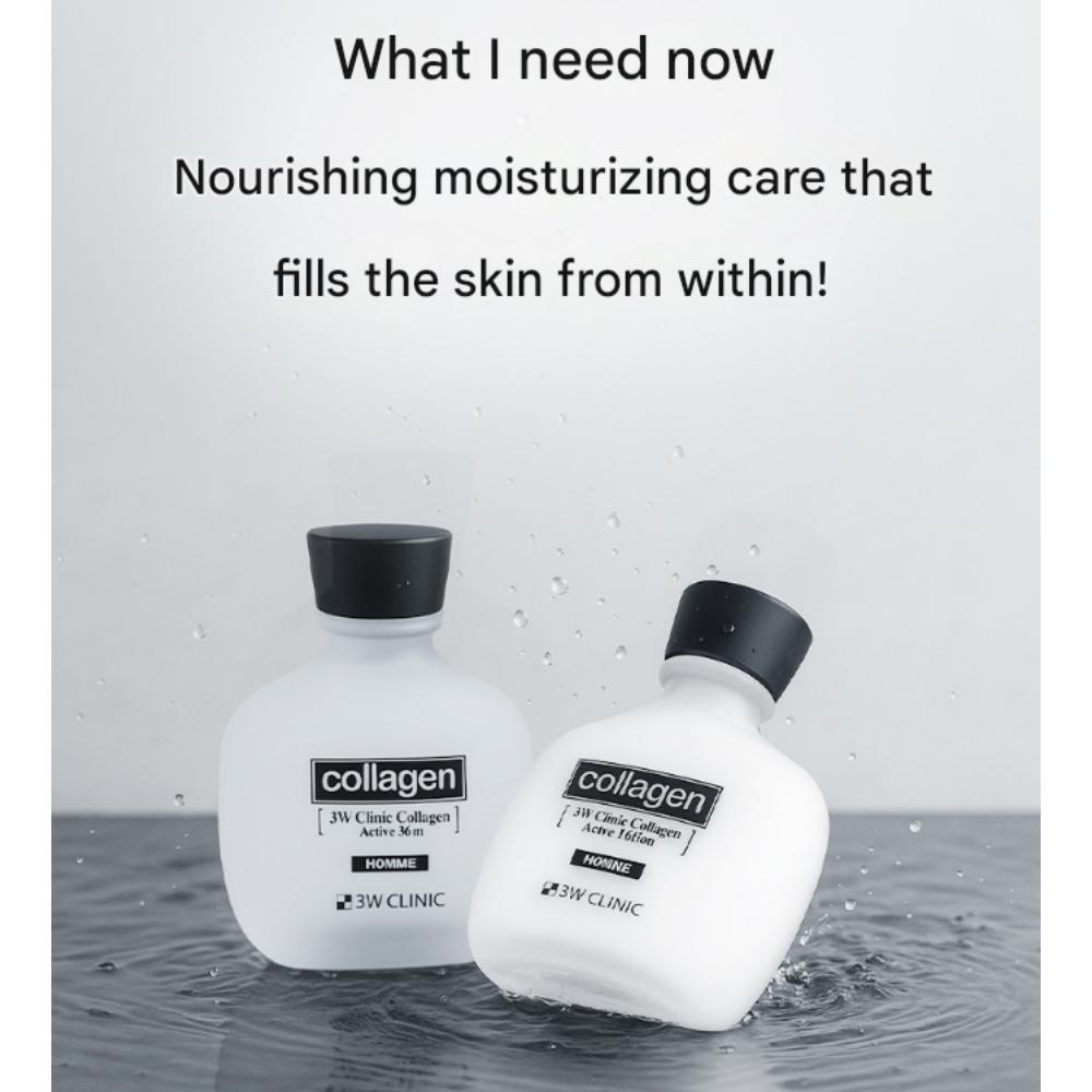 3W CLINIC Collagen Active Homme 2-Piece Set (Toner & Lotion)