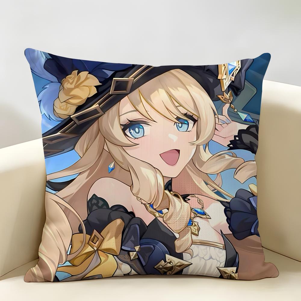 Navia Genshin Impact Cushion Cover Natural Linen Organic Fabric DoubleSided Printing Room Sofa Decor Pillow Case