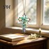 Lily of The Valley Acrylic Pendant Suncatcher, Stained Glass Style Hanging Window Sun Catcher Ornament with Metal Chain, Elegant Floral Wall