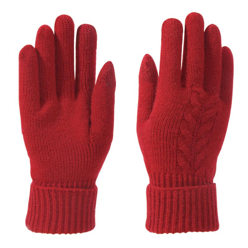 

WTEMPO 1 пара осенне-зимних однотонных теплых вязаных перчаток с закрытыми пальцами для езды на велосипеде, защиты от холода и ветра, для сенсорных экранов, шерстяные перчатки 1 pair красный