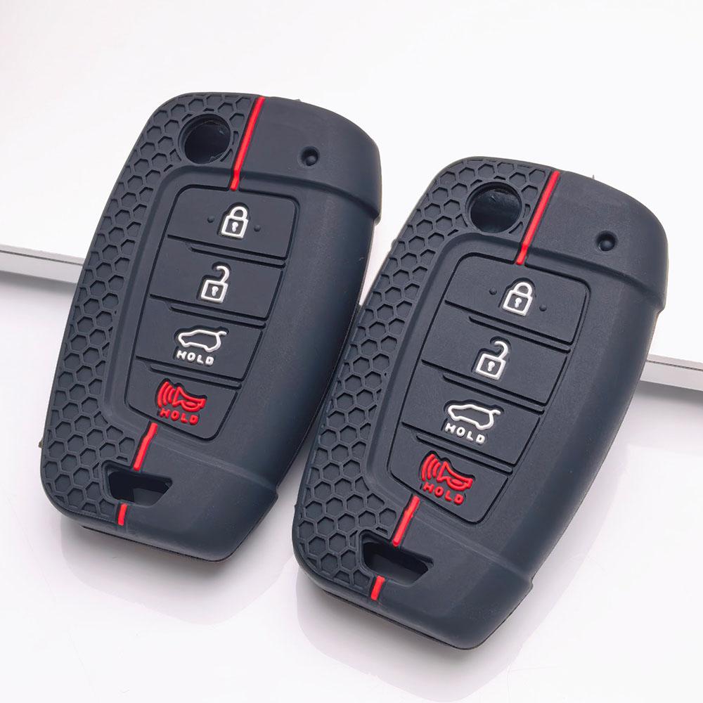 Silicone Key Fob Cover Compatible with Kia Sportage Sorento Forte Optima Rio Soul Sedona for Hyundai, Fits Hyundai Sportage Sorento Rio Elantra Tucson