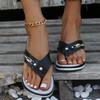 Women's Flip-Flops Hollow Wedge Metal Buckle Thick-Soled Slippers Lightweight Casual Flip-Flops Summer Beach Ladies Shoes