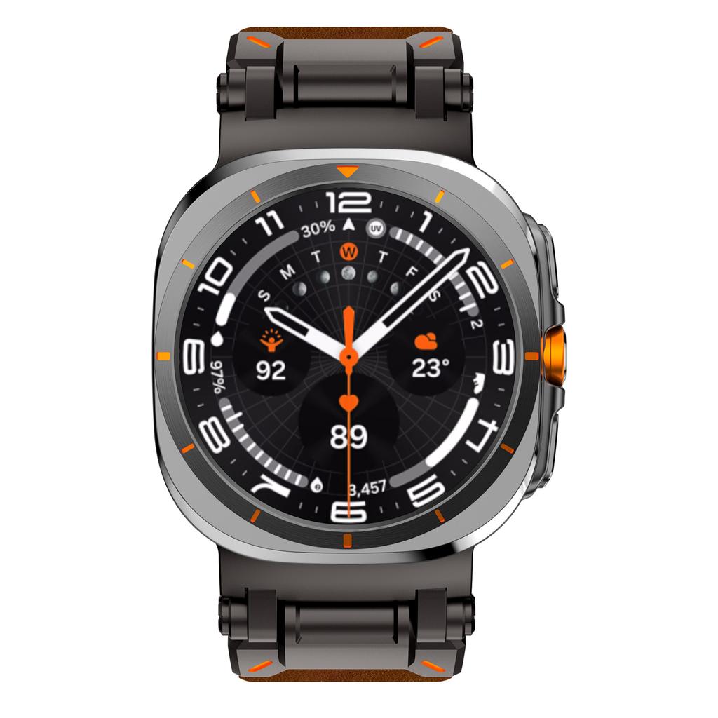 Kožený řemínek na hodinky pro Samsung Galaxy Watch Ultra 47mm s nerezovou sponou