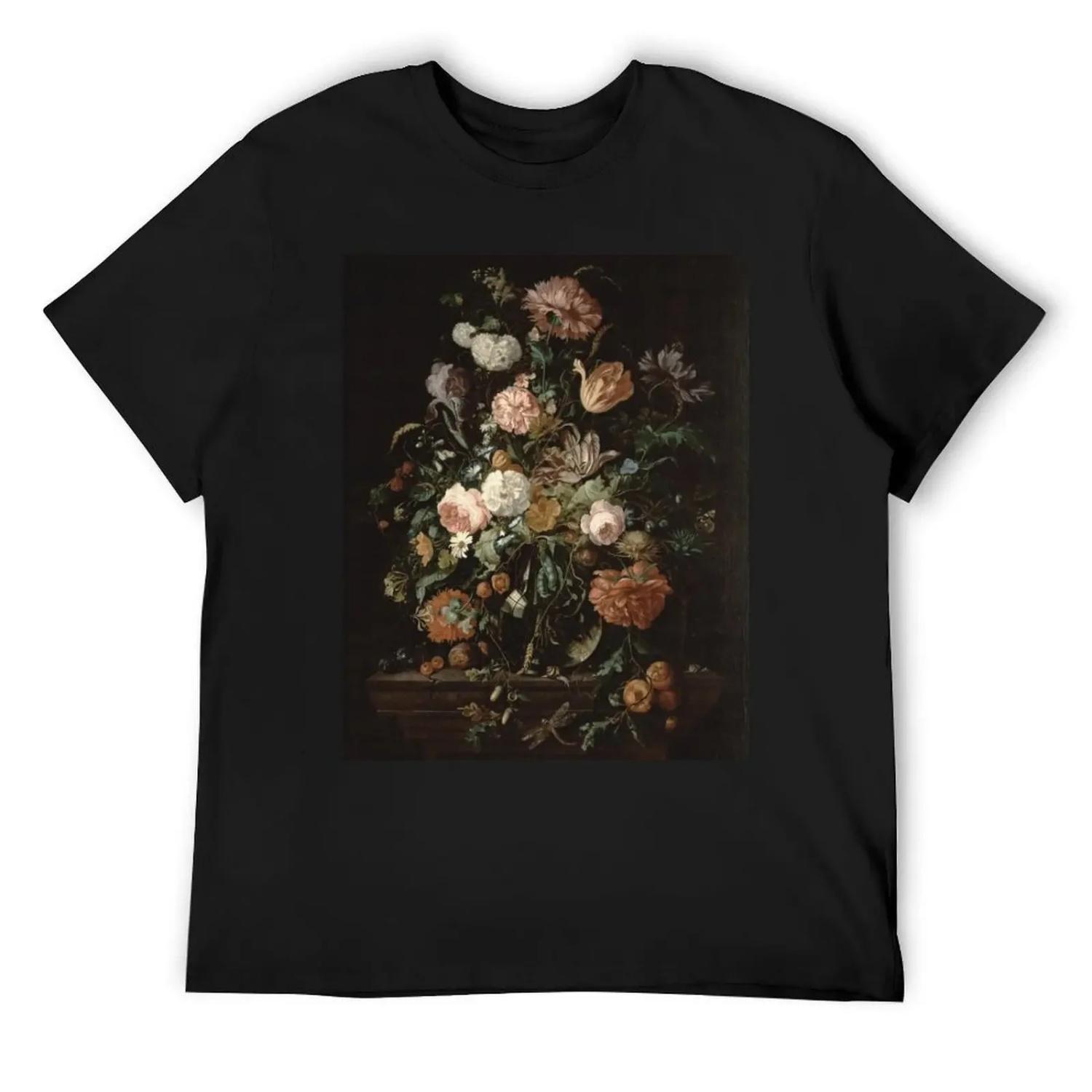 Jan Davidsz De Heem - Still Life With Flowers In A Glass Bowl T-Shirt blacks Aesthetic clothing black t-shirts for men S
