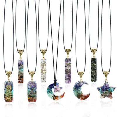 Colorful Crushed Stone Resin Coated Pendant Original Stone Pendant Pendant Necklace