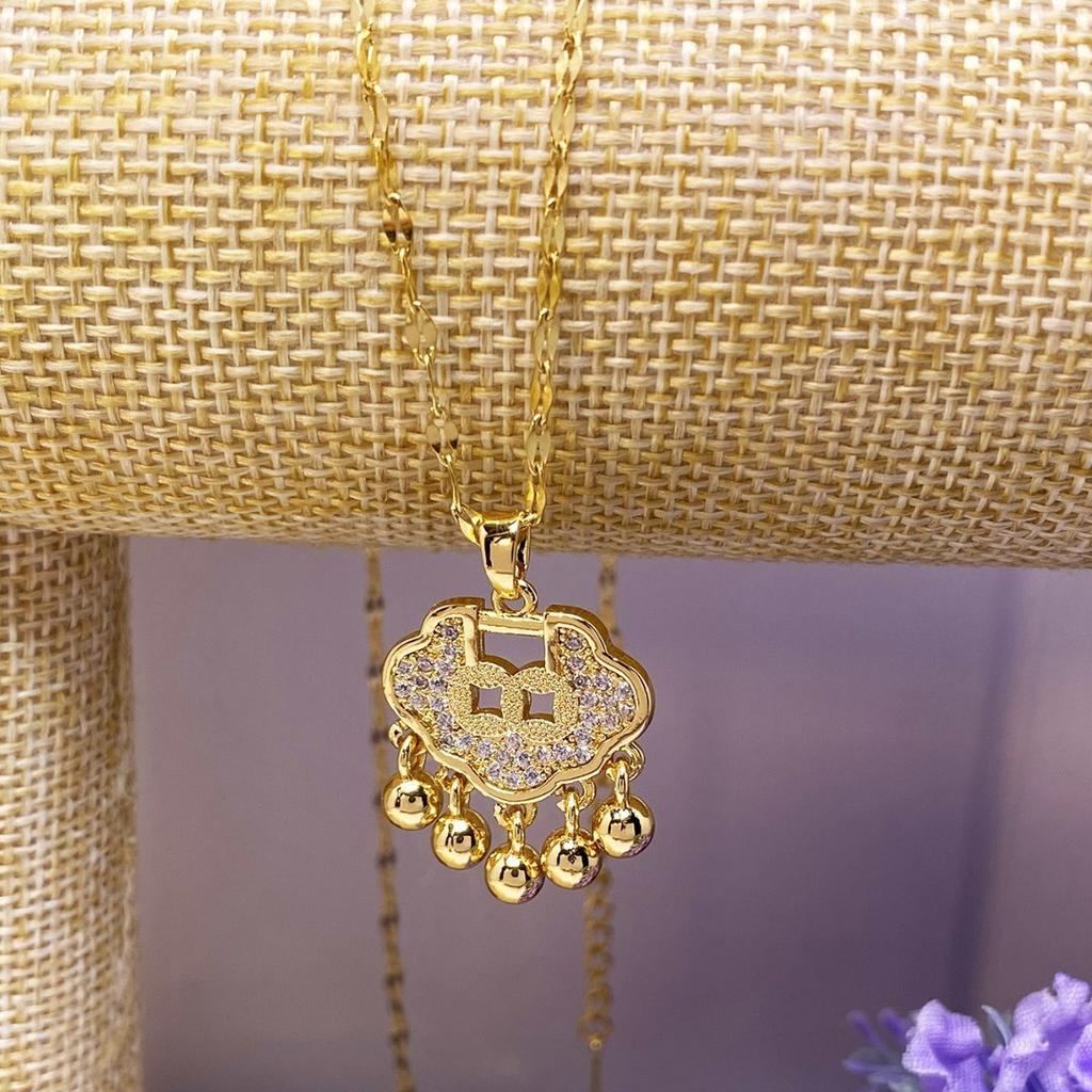 1 Pcs Longevity Lock Titanium Steel Necklace Clavicle Chain Fashionable Best Gift Women's Girls' Elegant Accessories