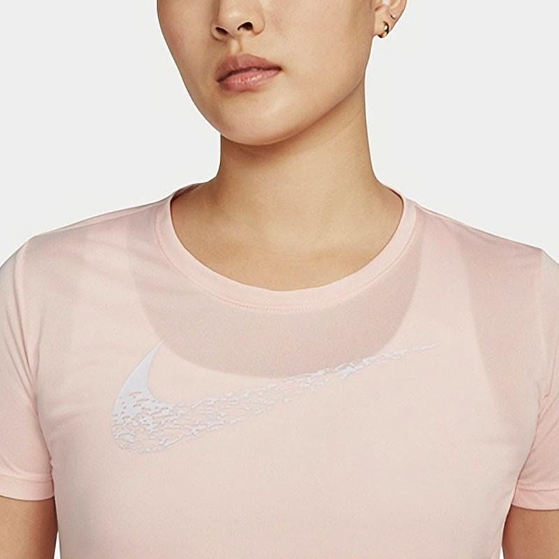 Nike Swoosh Run Solid Color Running Short Sleeve T-Shirt Women Tops Light-Pink DM7778-610