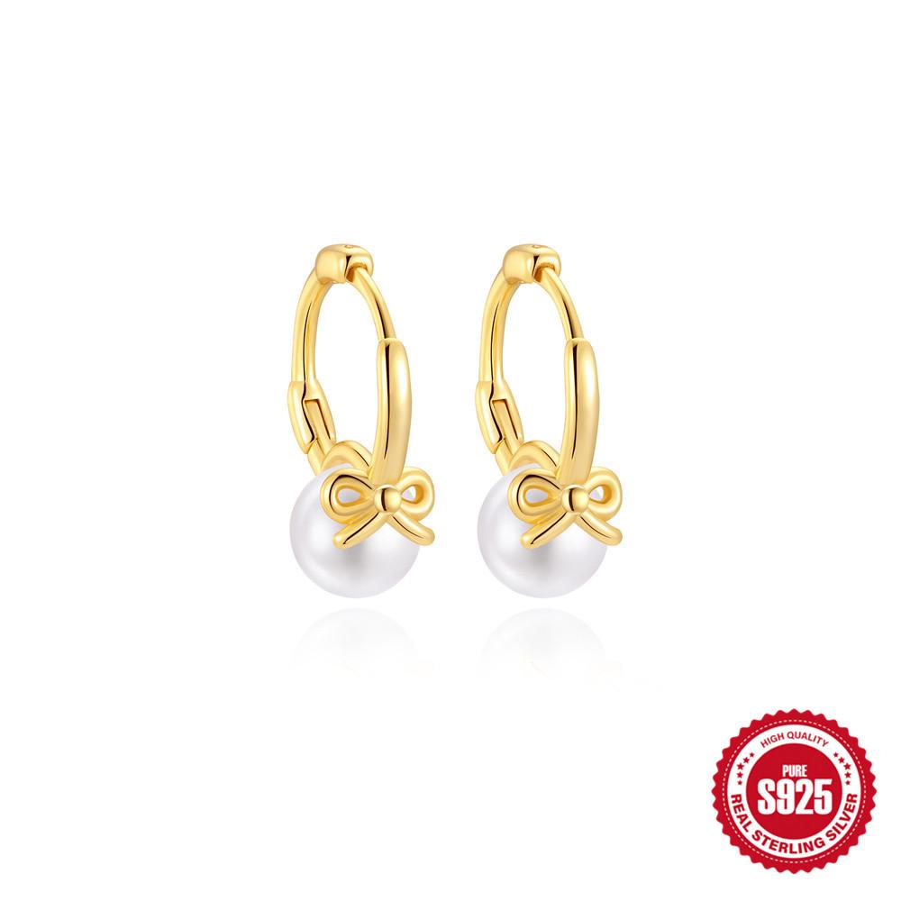 

Серьги из стерлингового серебра S925 в стиле ретро с жемчугом Ins Wind Simple Glossy Wave Cross с характерными серьгами 925 Silver