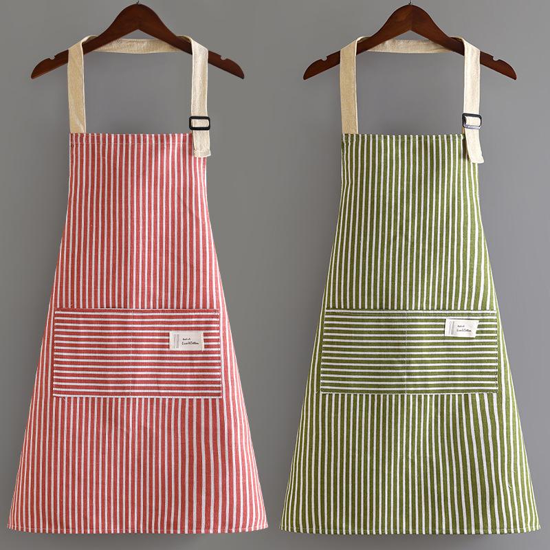 Cotton Linen Apron Household Adult Work Clothes Cooking Aprons Breathable Hanging Neck Fashion Waterproof Apron Kitchen Supplie
