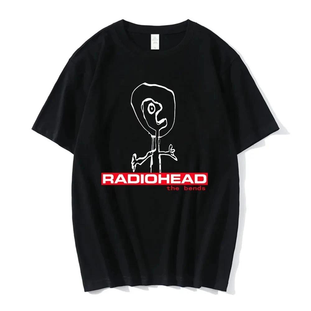 Retro Rock Band T-Shirt R-radiohead Men T-shirts Hip Hop The Bends Music Album Print Tee Shirt Oversize Top Daily Streetwear Tee